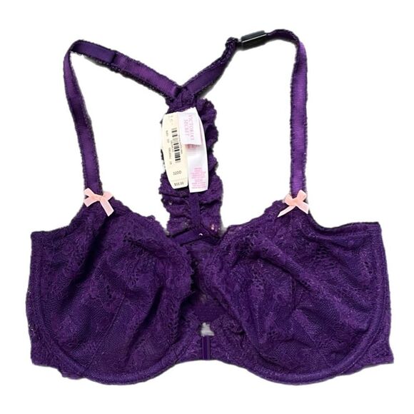 Victorias Secret Dream Angels Unlined Demi Racerback Lace bra Purple 34DD - Picture 5 of 6